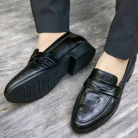 Giày Tây Nam Da PU Mềm Cao Cấp, Dập Vân Cá Sấu - Đế Cao Su Chống Trượt Thoải Mái Cho Công Sở RUNO G10