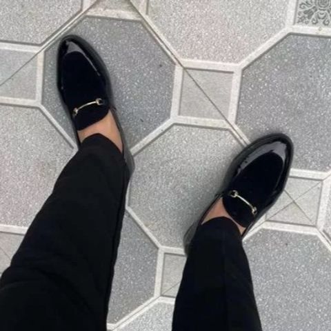 Giày Tây Nam Lười Da PU Chống Gỉ Có Xích Vàng - Giày Âu Đế Mềm Đi Làm, Dự Tiệc, Phong Cách Trẻ Trung