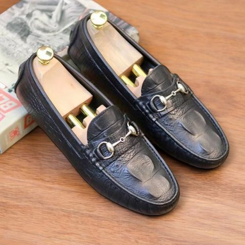 Giày Mọi Nam Da PU In Họa Tiết Cá Sấu - Giầy Mocasin Tài Xế Chống Trơn Trượt Đế Mềm Cao Cấp RUNO G31