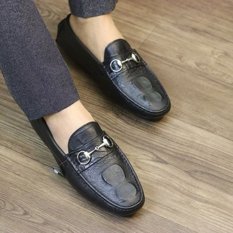 Giày Lười Nam Da Mềm In Họa Tiết Cá Sấu, Giày Tây Công Sở Đế Cao Su Êm Chân - Size 38 đến 43, Phong Cách Hiện Đại RUNO G31
