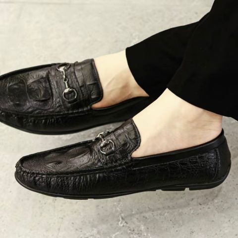 Giày Lười Nam Da Mềm In Họa Tiết Cá Sấu, Giày Tây Công Sở Đế Cao Su Êm Chân - Size 38 đến 43, Phong Cách Hiện Đại RUNO G31