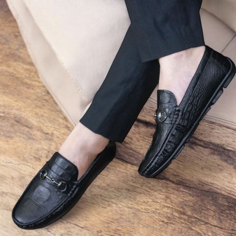 Giày Lười Nam Da Mềm In Họa Tiết Cá Sấu, Giày Tây Công Sở Đế Cao Su Êm Chân - Size 38 đến 43, Phong Cách Hiện Đại RUNO G31