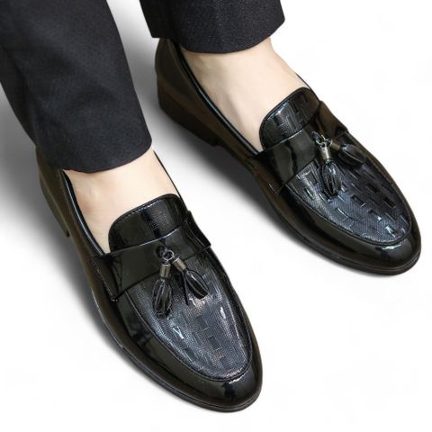 Giày da công sở nam cao cấp đen PU microfiber, đế cao su mềm chống trượt, phong cách lịch lãm - Giày cưới tiện lợi RUNO G26