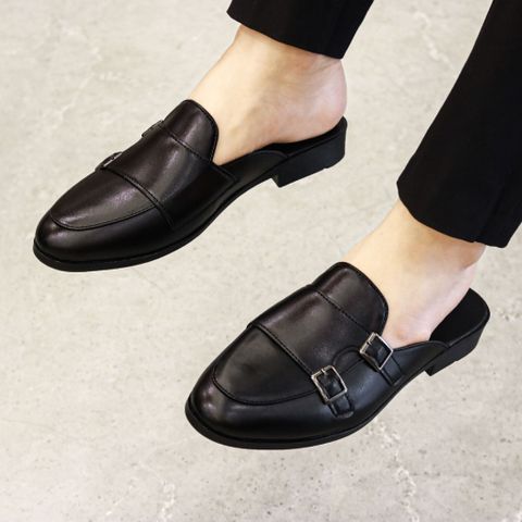 Giày Sục Nam MonkStrap Cao Cấp - Giày Da Hè Thoáng Khí Trẻ Trung, Thiết Kế 2 Khóa, Đế Cao Su RUNO G36