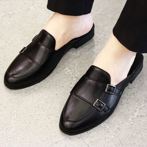Giày Sục Nam MonkStrap Cao Cấp - Giày Da Hè Thoáng Khí Trẻ Trung, Thiết Kế 2 Khóa, Đế Cao Su RUNO G36