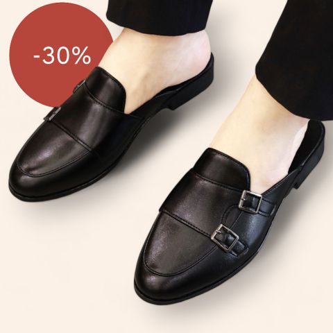 Giày Sục Nam MonkStrap Cao Cấp - Giày Da Hè Thoáng Khí Trẻ Trung, Thiết Kế 2 Khóa, Đế Cao Su RUNO G36
