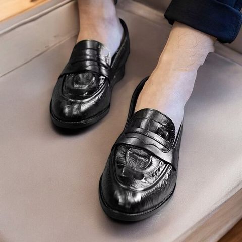 Giày Tây Nam Da PU Cao Cấp Dập Vân Cá Sấu - Giày Oxford Công Sở Chống Trơn Trượt Đế Cao Su RUNO G10