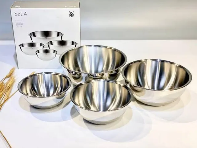 Bộ âu inox WMF Gourmet 4 chiếc - Đa năng, Chống gỉ, Dễ vệ sinh - Sử dụng trong nấu ăn, trộn thực phẩm, an toàn máy rửa chén