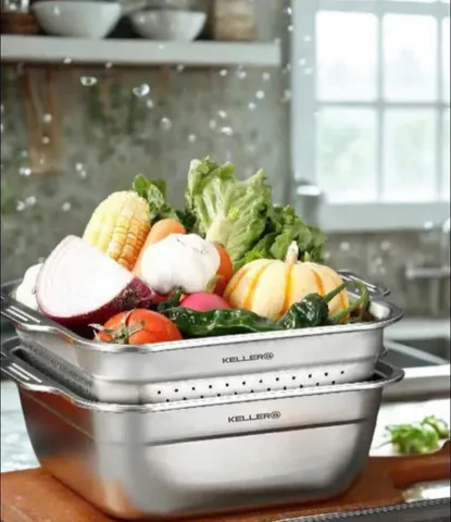 Bộ 3 Hộp Đựng Thực Phẩm Hút Chân Không Inox 304 Kèm Rổ Vuông Tiện Dụng - Giải Pháp Lưu Trữ Thông Minh Cho Bếp Nha