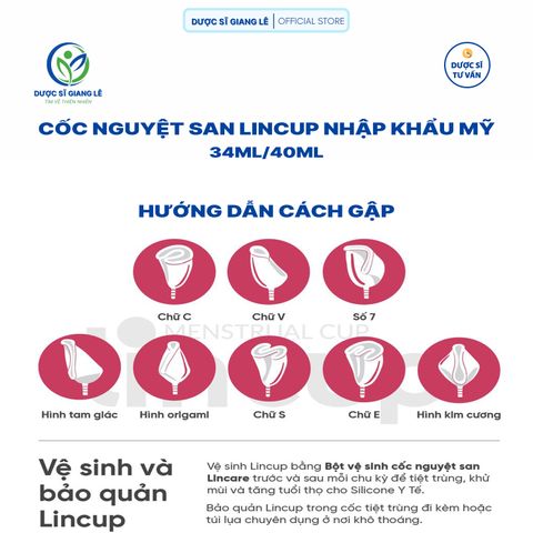 Cốc Nguyệt San Lincup Chính Hãng Mỹ - Silicone Y Tế Mềm Mại, Chống Tràn, Tiết Kiệm, Thân Thiện Môi Trường, Sử Dụng 10 Năm