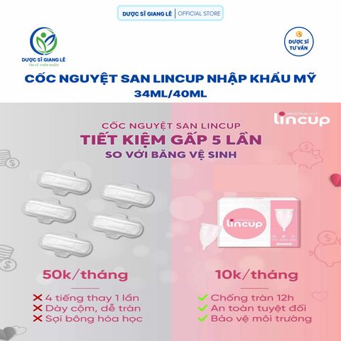Cốc Nguyệt San Lincup Chính Hãng Mỹ - Silicone Y Tế Mềm Mại, Chống Tràn, Tiết Kiệm, Thân Thiện Môi Trường, Sử Dụng 10 Năm