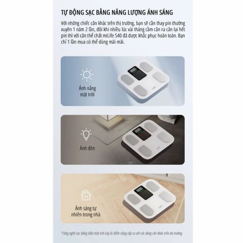 Cân điện tử thông minh miLife S40 - Phân tích 23 chỉ số sức khỏe, tỷ lệ mỡ, béo phì, hỗ trợ ứng dụng, năng lượng mặt trời, chịu tải 180kg