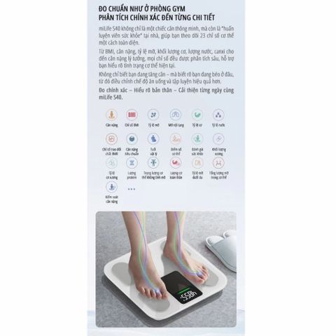 Cân điện tử thông minh miLife S40 - Phân tích 23 chỉ số sức khỏe, tỷ lệ mỡ, béo phì, quản lý bằng ứng dụng MiHome