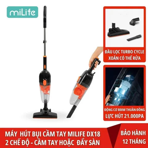 Máy Hút Bụi Cầm Tay miLife DX18 - Công Suất 800W, Lực Hút 21,000Pa, Thiết Kế 2 Trong 1, Bảo Hành 12 Tháng