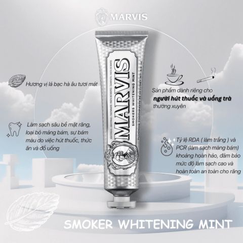 Kem Đánh Răng Marvis Hương Bạc Hà - Trắng Răng, Chống Ố Vàng, Ngừa Sâu Răng, Sản Phẩm Cao Cấp Từ Ý, Hơi Thở Thơm Mát