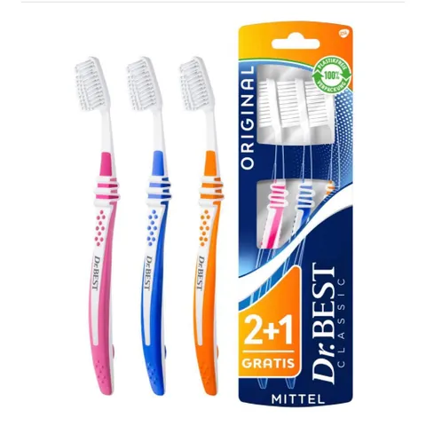 Bộ Bàn Chải Đánh Răng Dr.BEST 3 Chiếc – Hàng Đức Chính Hãng, Lông Mềm Chăm Sóc Răng Miệng Hiệu Quả