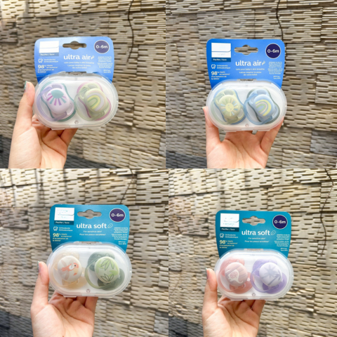 Ty Giả Philips Avent Ultra Soft/Air cho Bé 0-6 Tháng - Ty Chỉnh Nha Mềm Mại, Độc Hại BPA, Giúp Phát Triển Răng Miệng Tự Nhiên
