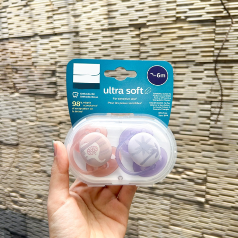 Ty Giả Philips Avent Ultra Soft/Air cho Bé 0-6 Tháng - Ty Chỉnh Nha Mềm Mại, Độc Hại BPA, Giúp Phát Triển Răng Miệng Tự Nhiên