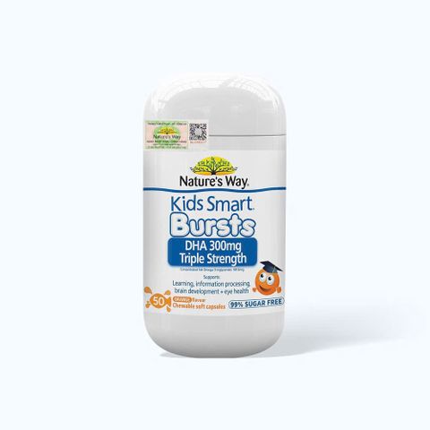 Viên Nhai Nature's Way Kids Smart Bursts DHA 300mg Triple Strength - Hỗ Trợ Phát Triển Não Bộ Cho Trẻ 50 Viên