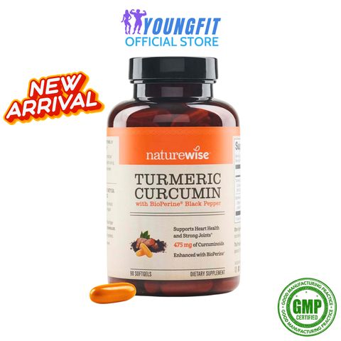Viên Uống Tinh Nghệ Hữu Cơ Turmeric Curcumin Organic NatureWise Tăng Cường Sức Khỏe (Hộp 90 viên)  - YoungFit