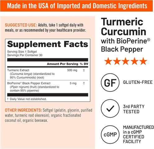 Viên Uống Tinh Nghệ Hữu Cơ Turmeric Curcumin Organic NatureWise Tăng Cường Sức Khỏe (Hộp 90 viên)  - YoungFit
