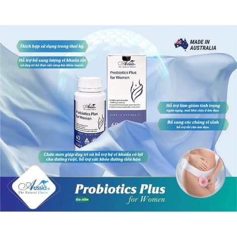 Men Vi Sinh Aussia Probiotics Plus Dành Cho Phụ Nữ - Hỗ Trợ Phòng Ngừa Viêm Nhiễm Phụ Khoa - 60 Viên Bổ Sung sức Khỏe Vùng Kín
