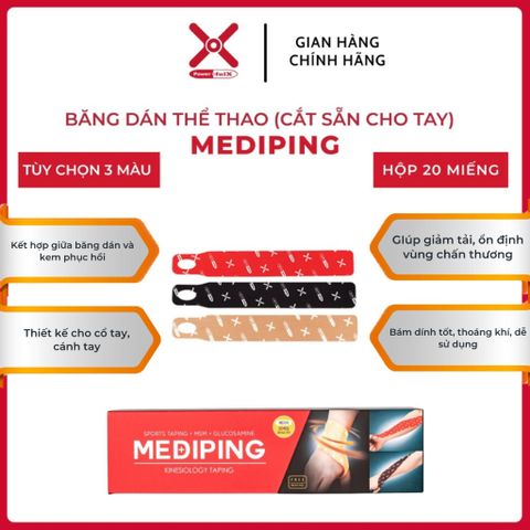 Băng Dán Thể Thao Powerful-X Mediping Ring Type 20 Miếng - Dạng Vòng Cắt Sẵn Giảm Đau, Hỗ Trợ Cổ Tay và Khuỷu Tay
