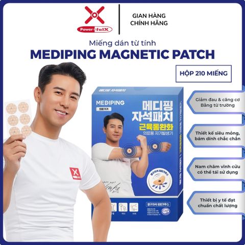 Miếng Dán Từ Tính Powerful-X Mediping Magnetic Patch - Giảm Đau Cơ, Tăng Lưu Thông, Hộp 210 Miếng Tiện Lợi Cho Vận Động Viên