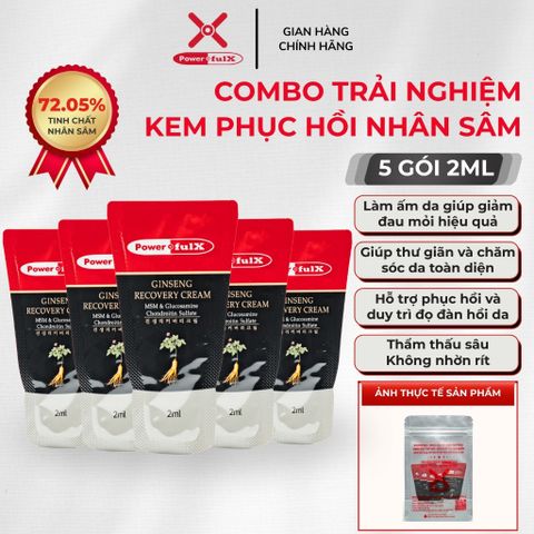 Combo 5 Gói 2ml Kem Phục Hồi Nhân Sâm Powerful-X Ginseng Recovery Cream - Giảm Đau, Ủ Da, Hỗ Trợ Tăng Cường Cơ Khớp Hàn Quốc