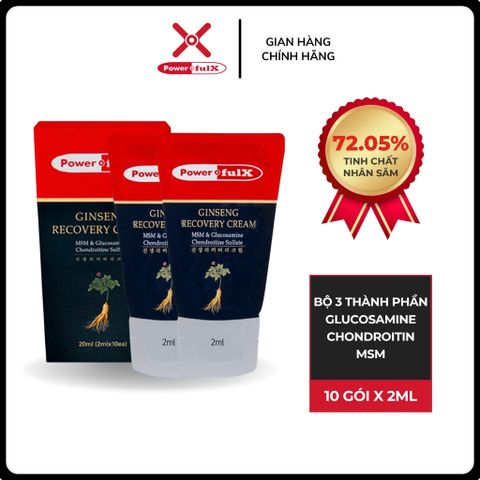 Kem Phục Hồi Nhân Sâm Powerful-X Ginseng Recovery Cream - Combo 10 Gói 2ML, Giảm Đau, Phục Hồi Cơ Khớp, Hỗ Trợ Chăm Sóc Da