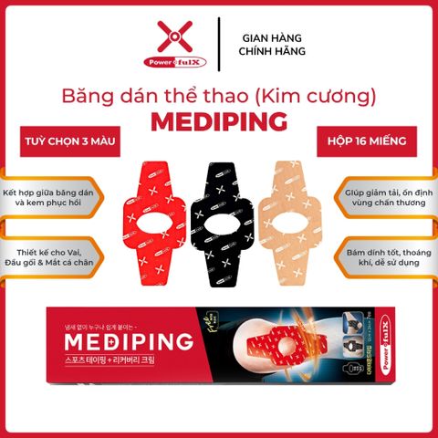 Băng Dán Thể Thao Powerful-X Mediping Diamond Type Chống Chấn Thương, 16 Miếng Cắt Sẵn Cho Đầu Gối, Vai, Cổ Tay, Gót Chân