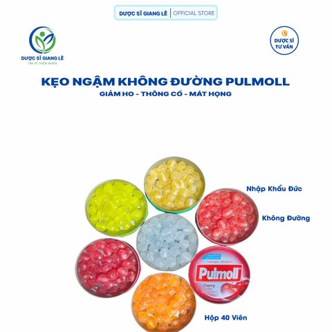 Kẹo Ngậm Pulmoll Không Đường Nhập Khẩu Đức - Giảm Ho, Thông Cổ, Mát Họng, Vitamin C Tăng Đề Kháng Cho Bé 45g