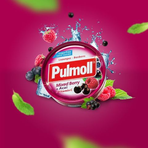Kẹo Ngậm Pulmoll Không Đường Nhập Khẩu Đức - Giảm Ho, Thông Cổ, Mát Họng, Vitamin C Tăng Đề Kháng Cho Bé 45g