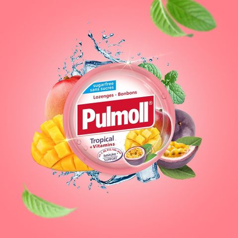Kẹo Ngậm Pulmoll Không Đường Nhập Khẩu Đức - Giảm Ho, Thông Cổ, Mát Họng, Vitamin C Tăng Đề Kháng Cho Bé 45g