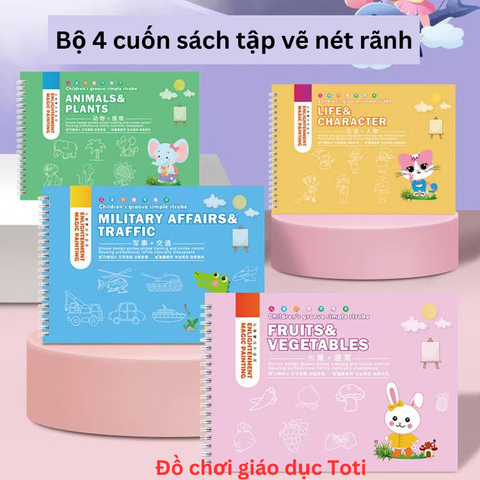 Sách Tập Vẽ Nét Rãnh Cho Bé - Bộ 4 Cuốn Hướng Dẫn Tự Học Vẽ, Phát Triển Kỹ Năng Viết Và Tư Duy Cho Trẻ Em