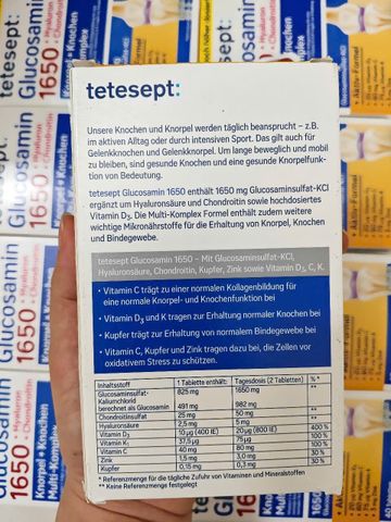 Viên Uống Bổ Khớp Glucosamin 1650mg Tetesept - Hãng Đức, Giảm Đau Khớp, Tái Tạo Sụn, 40 Viên Hỗ Trợ Xương Khớp Khỏe Mạnh