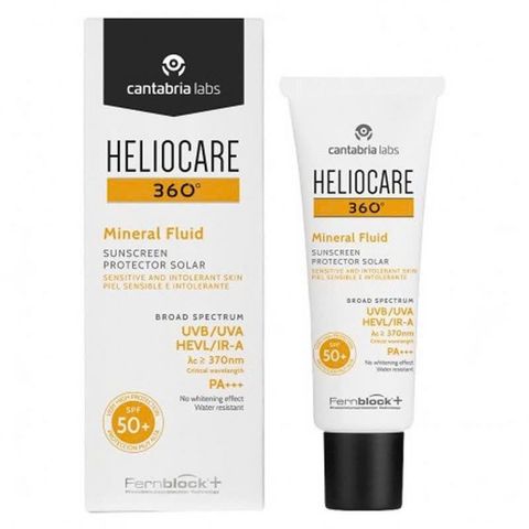 Kem Chống Nắng Heliocare 360 Mineral Tolerance Fluid SPF 50 PA++++ 50ml - Bảo vệ da toàn diện chống UVA/UVB, nhẹ nhàng, không gây kích ứng