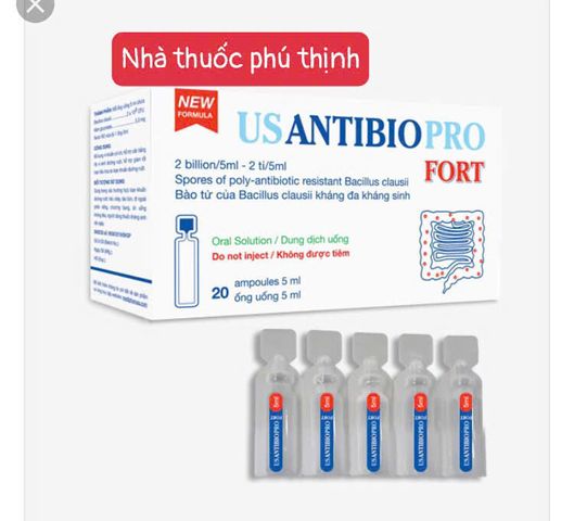 Men Vi Sinh USantibio Pro Fort Hộp 20 Ống 5ml - Hỗ Trợ Tiêu Hóa Cho Người Lớn - Cân Bằng Hệ Vi Sinh Đường Ruột