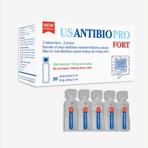 Men Vi Sinh USantibio Pro Fort Hộp 20 Ống 5ml - Hỗ Trợ Tiêu Hóa Cho Người Lớn - Cân Bằng Hệ Vi Sinh Đường Ruột