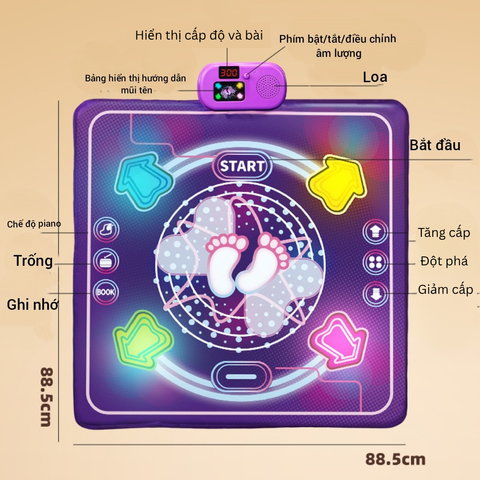 Thảm Nhảy Audition Bluetooth 90x90cm Cho Bé - Đồ Chơi Âm Nhạc Tăng Cường Phát Triển Thể Chất và Kỹ Năng Tư Duy