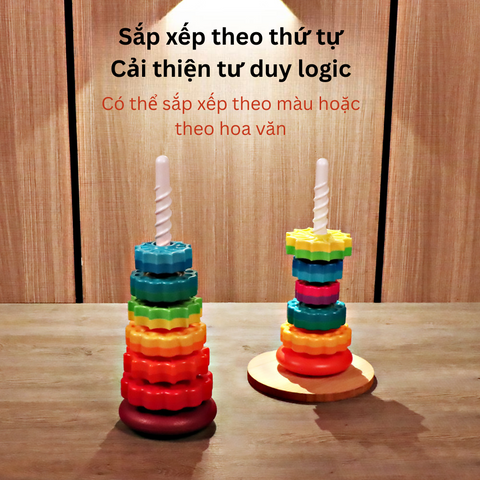 Tháp Xoay Cầu Vồng Kích Thích Thị Giác Cho Bé – Đồ Chơi Giáo Dục Phát Triển Kỹ Năng Và Nhận Biết Màu Sắc