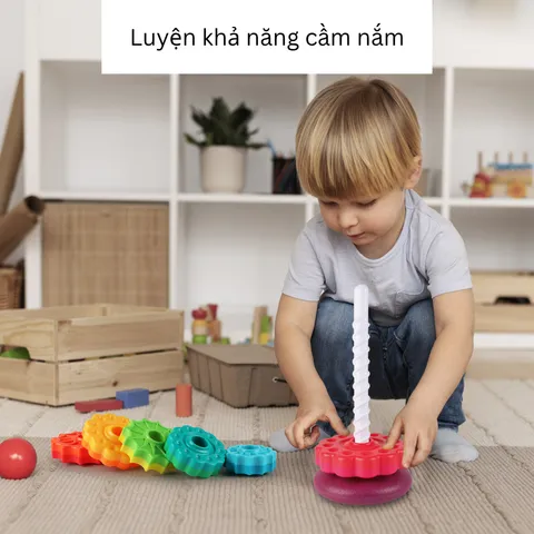 Tháp Xoay Cầu Vồng Kích Thích Thị Giác Cho Bé – Đồ Chơi Giáo Dục Phát Triển Kỹ Năng Và Nhận Biết Màu Sắc