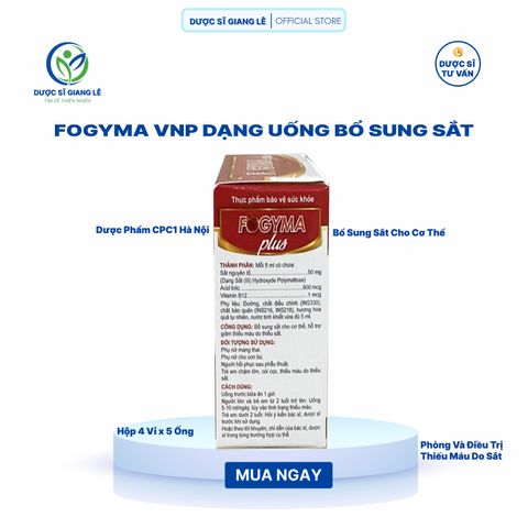 Sắt Fogyma Plus - Siro Bổ Sung Sắt Hữu Cơ Dễ Hấp Thu, Ngăn Ngừa Thiếu Máu, Giảm Táo Bón Cho Phụ Nữ Mang Thai và Trẻ Em