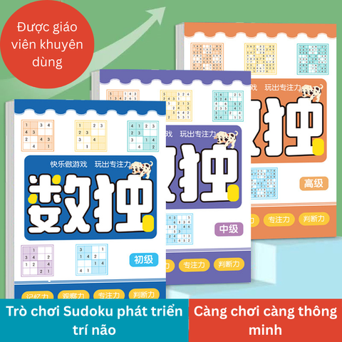 Bộ Sách Sudoku Phát Triển Tư Duy Cho Trẻ Em - Rèn Luyện Logic và Khả Năng Tập Trung - Bao Gồm 3 Cuốn Từ Sơ Cấp Đến Cao Cấp