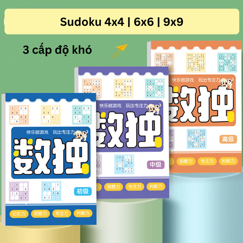 Bộ Sách Sudoku Phát Triển Tư Duy Cho Trẻ Em - Rèn Luyện Logic và Khả Năng Tập Trung - Bao Gồm 3 Cuốn Từ Sơ Cấp Đến Cao Cấp