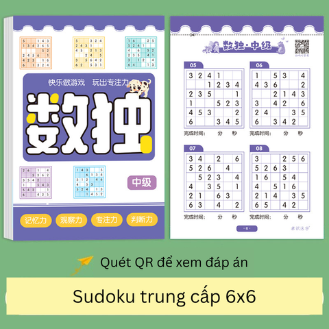 Bộ Sách Sudoku Phát Triển Tư Duy Cho Trẻ Em - Rèn Luyện Logic và Khả Năng Tập Trung - Bao Gồm 3 Cuốn Từ Sơ Cấp Đến Cao Cấp