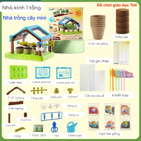 Bộ Kit Nhà Kính Trồng Cây Mini Cho Bé - Đồ Chơi Giáo Dục STEM Quan Sát Sinh Trưởng Cây Cảnh Thân Thiện Môi Trường