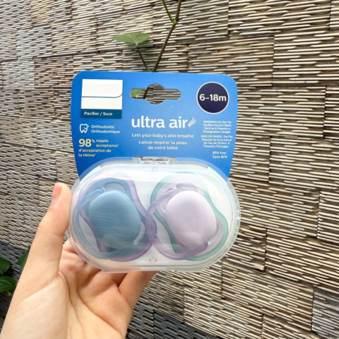 Ty Giả Philips Avent Ultra Soft/Air Cho Bé 6-18M - Núm Ty Chỉnh Nha An Toàn, Dễ Chịu, Không Chứa BPA, Hàng Mỹ