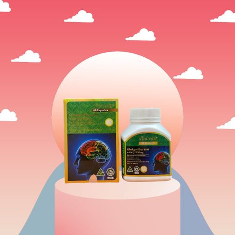 { Nhập Khẩu Chính Ngạch } Viên uống bổ não Vitatree Ginkgo Plus 6000 with Q10 50mg 60 viên