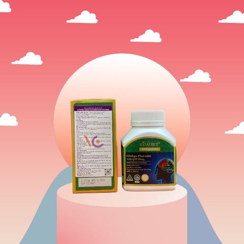{ Nhập Khẩu Chính Ngạch } Viên uống bổ não Vitatree Ginkgo Plus 6000 with Q10 50mg 60 viên